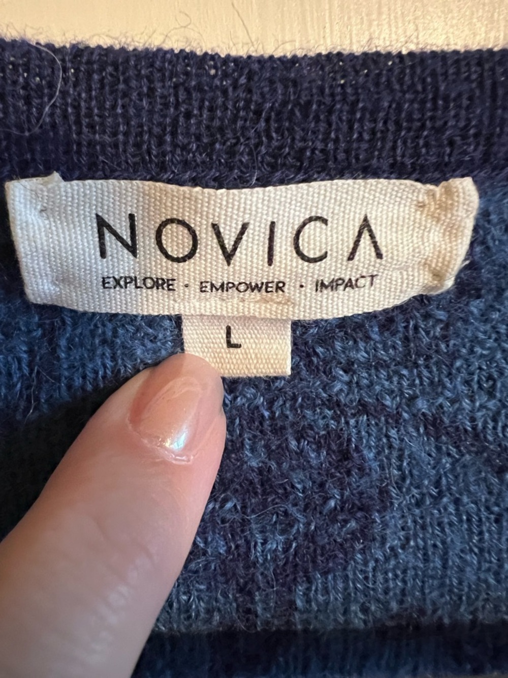 Novica 100% Baby Alpaca Romantic Nature in Indigo" Button Front Long Cardigan - Picture 6 of 10